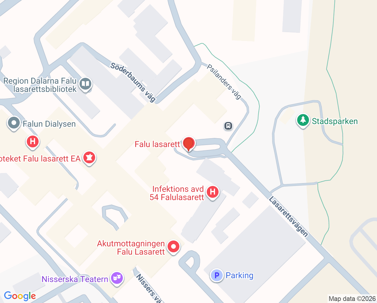 Karta till Prehospital enhet för akutpsykiatri Dalarna