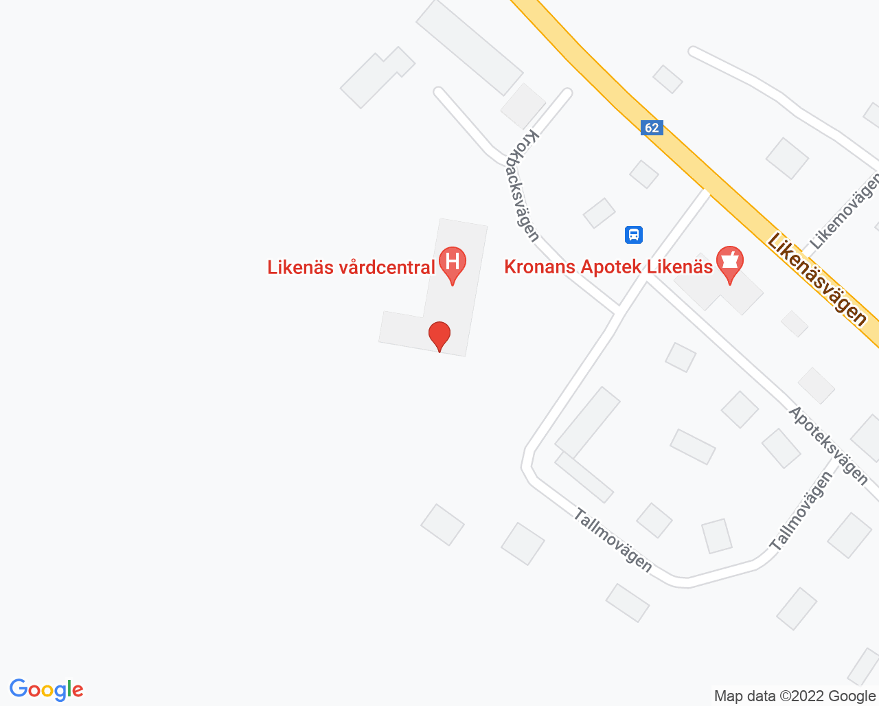 Karta till Barnavårdscentralen vårdcentralen Likenäs