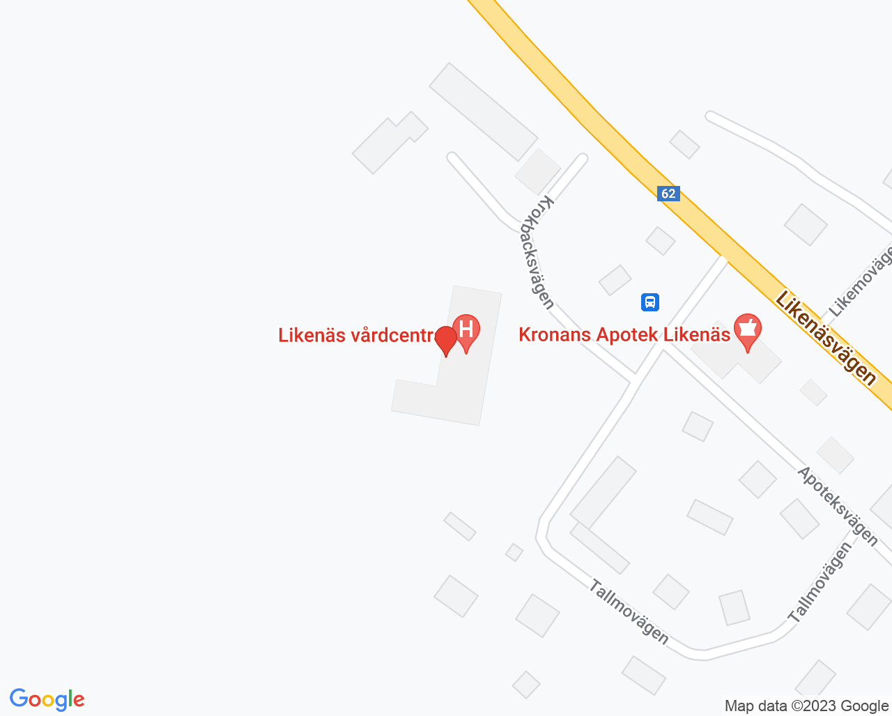 Karta till Provtagning vårdcentralen Likenäs