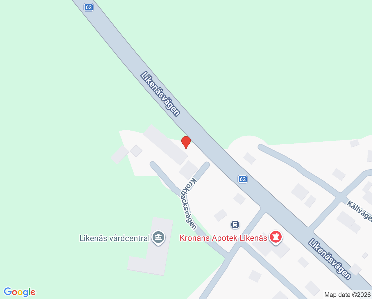 Karta till Barnmorskemottagningen vårdcentralen Likenäs