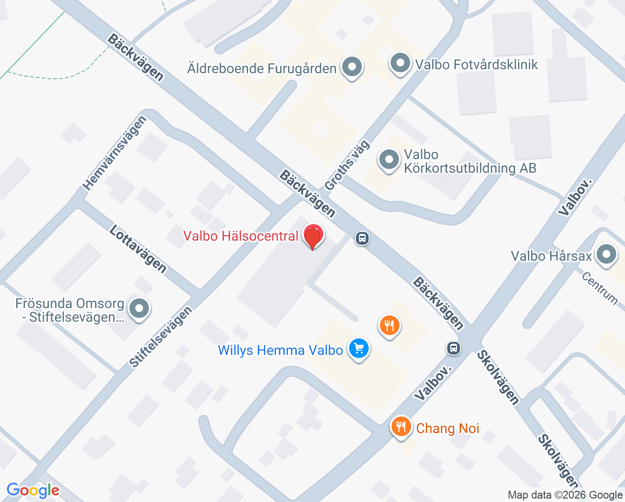 Karta till VO Valbo Din hälsocentral