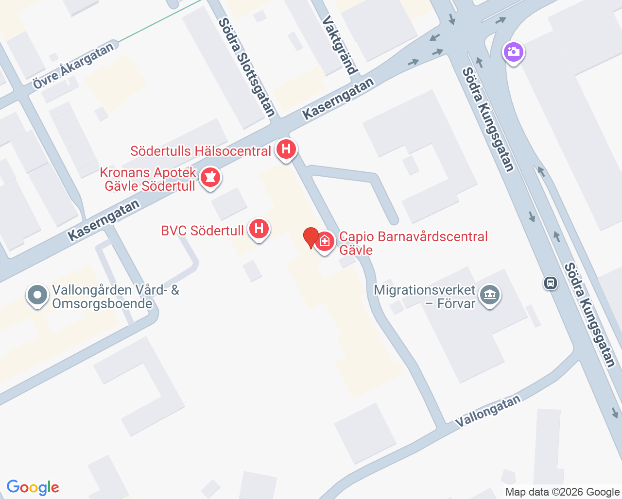 Karta till VO Södertull Din hälsocentral