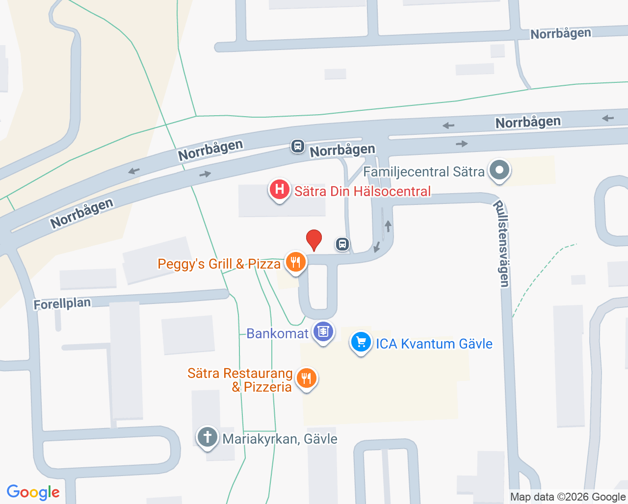 Karta till Sätra Din hälsocentral
