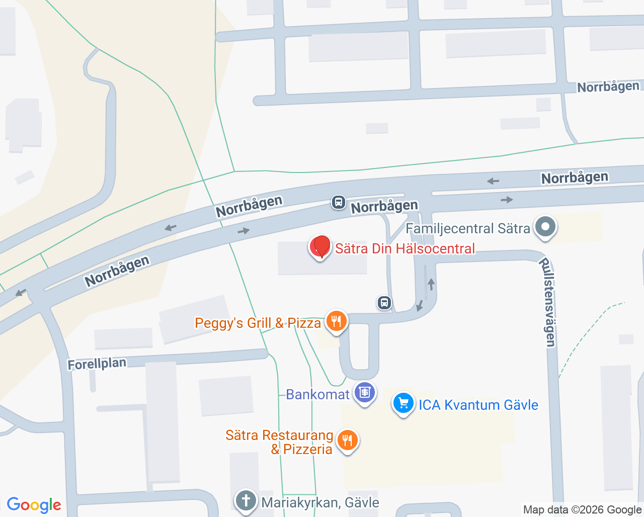 Karta till VO Sätra Din hälsocentral