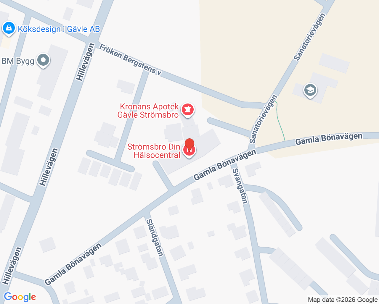 Karta till VO Strömsbro Din hälsocentral