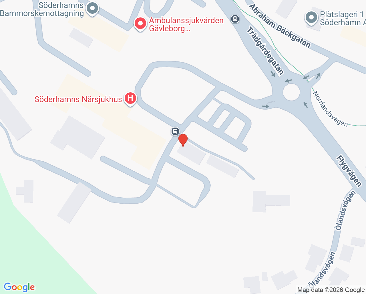 Karta till Hudbehandlingsenhet Söderhamn