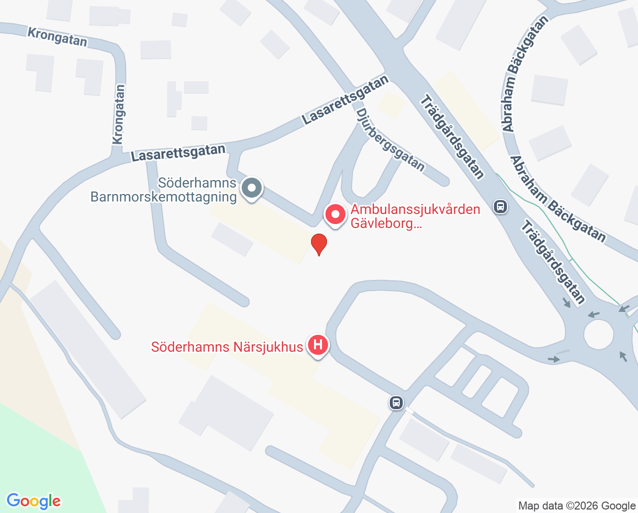 Karta till Söderhamns närsjukhus