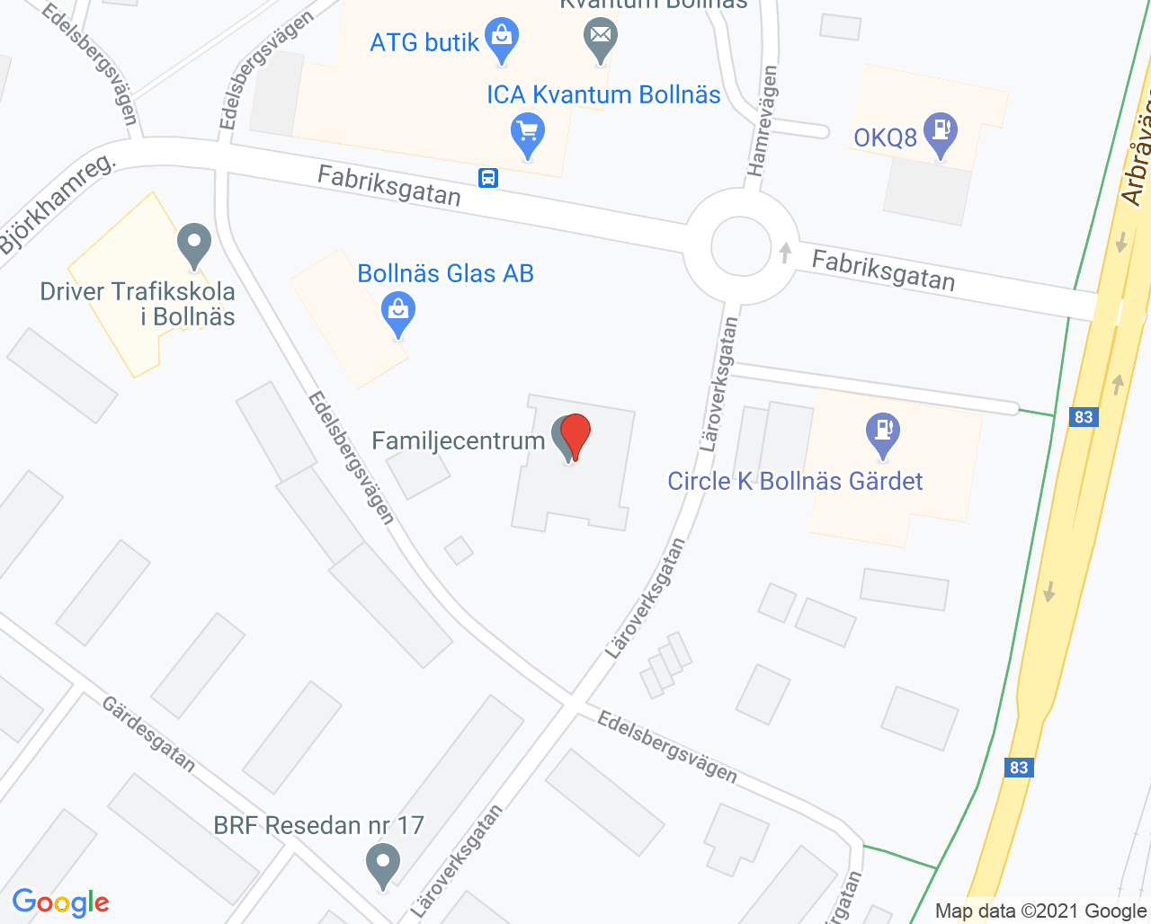 Karta till Familjecentral Bollnäs