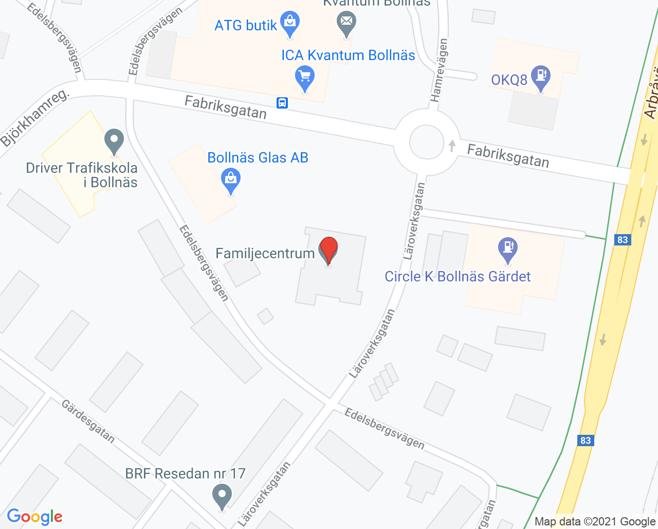 Karta till Ungdomsmottagning Bollnäs