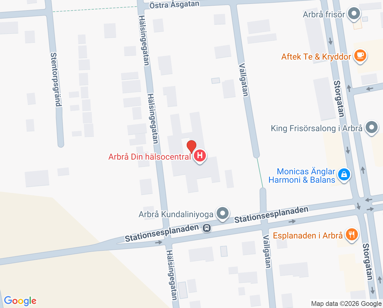 Karta till VO Arbrå Din hälsocentral