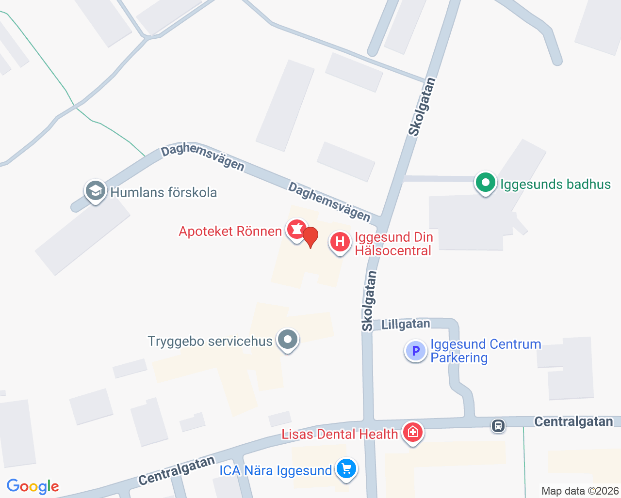 Karta till VO Iggesund Din hälsocentral