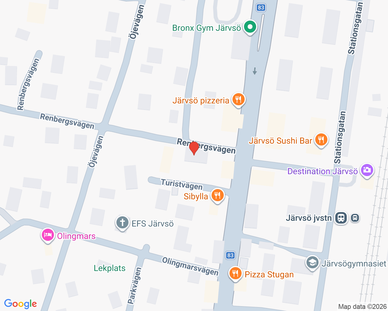 Karta till Järvsö sjukgymnastik EF