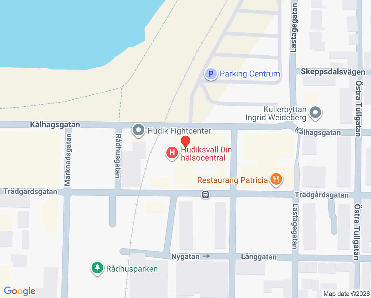 Karta till VO Hudiksvall Din hälsocentral
