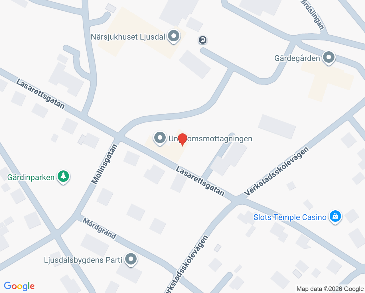 Karta till Ungdomsmottagning Ljusdal