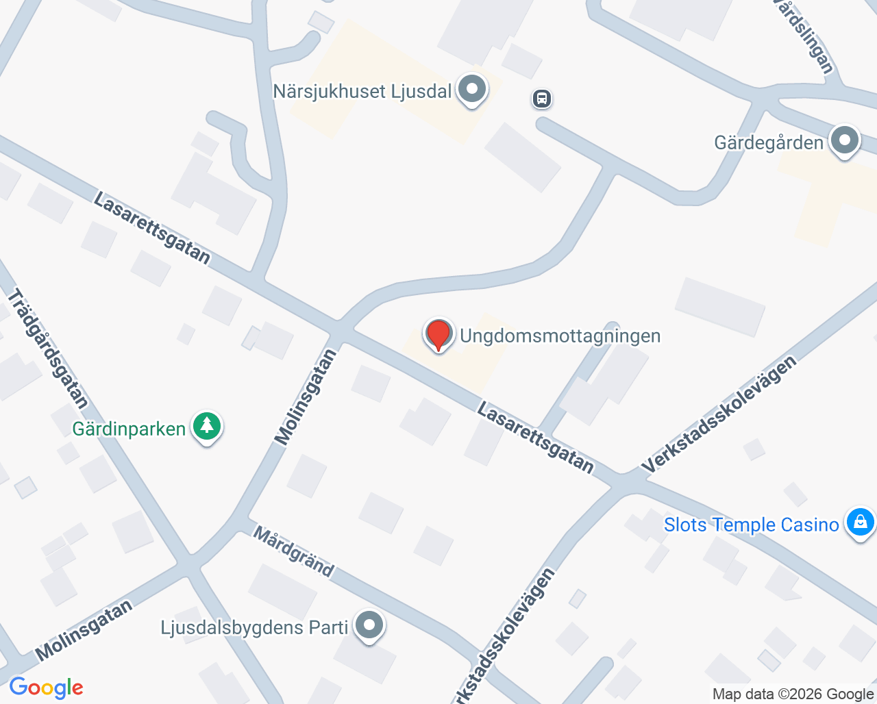 Karta till Ljusdals närsjukhus