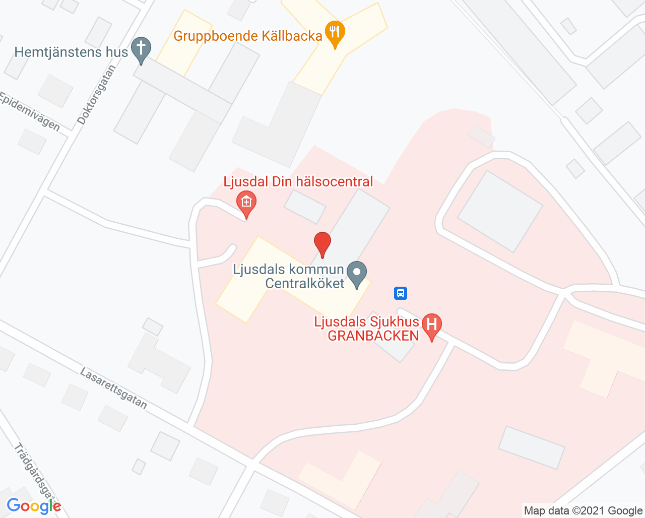 Karta till Familjeläkarjour Ljusdal