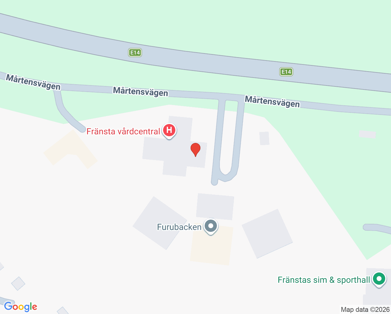 Karta till Vaccination Fränsta, Ålsta Folkhögskola