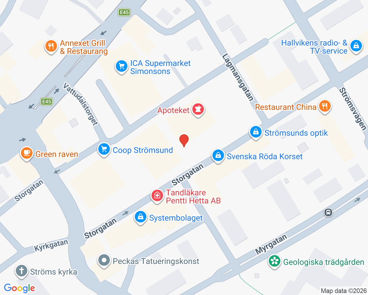 Karta till Synsam Strömsund