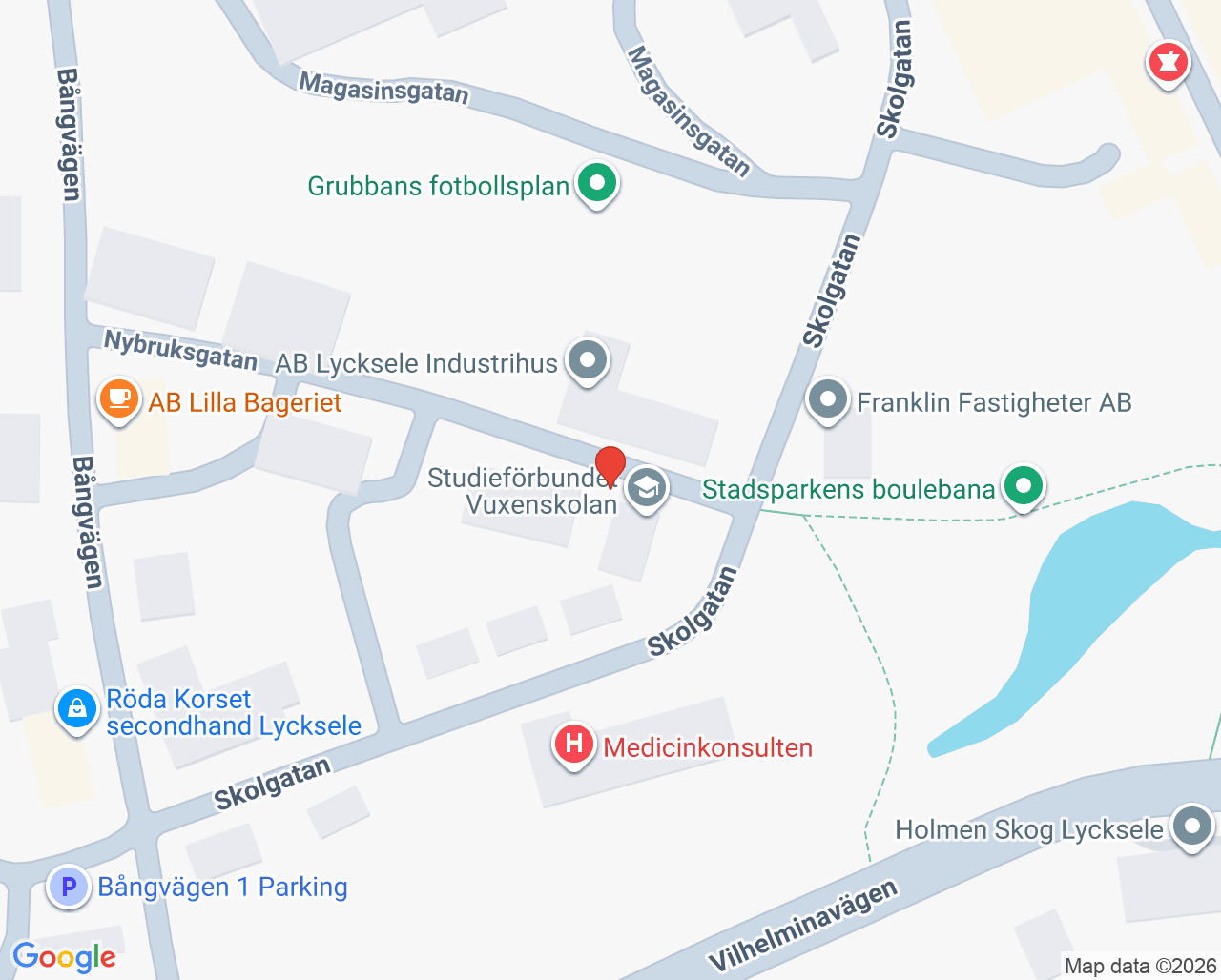 Karta till Lycksele Tandklinik Tommy Nyström, Lycksele