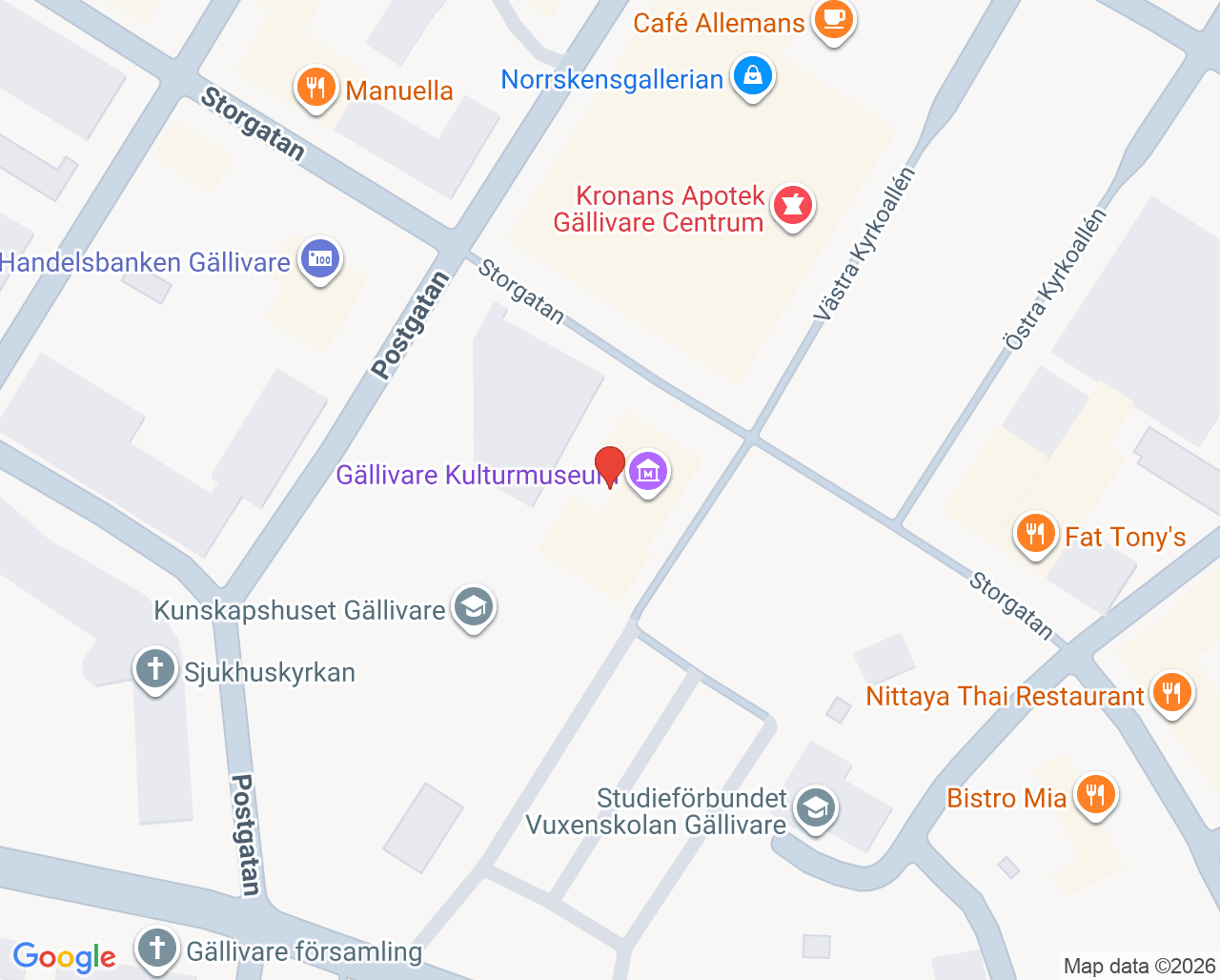 Karta till Ungdomsmottagningen Gällivare