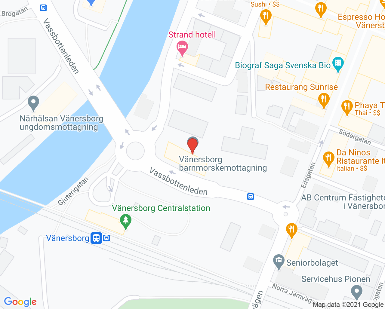 Karta till Sjukgymnasten i Vänersborg Johan Cederlund, Vänersborg