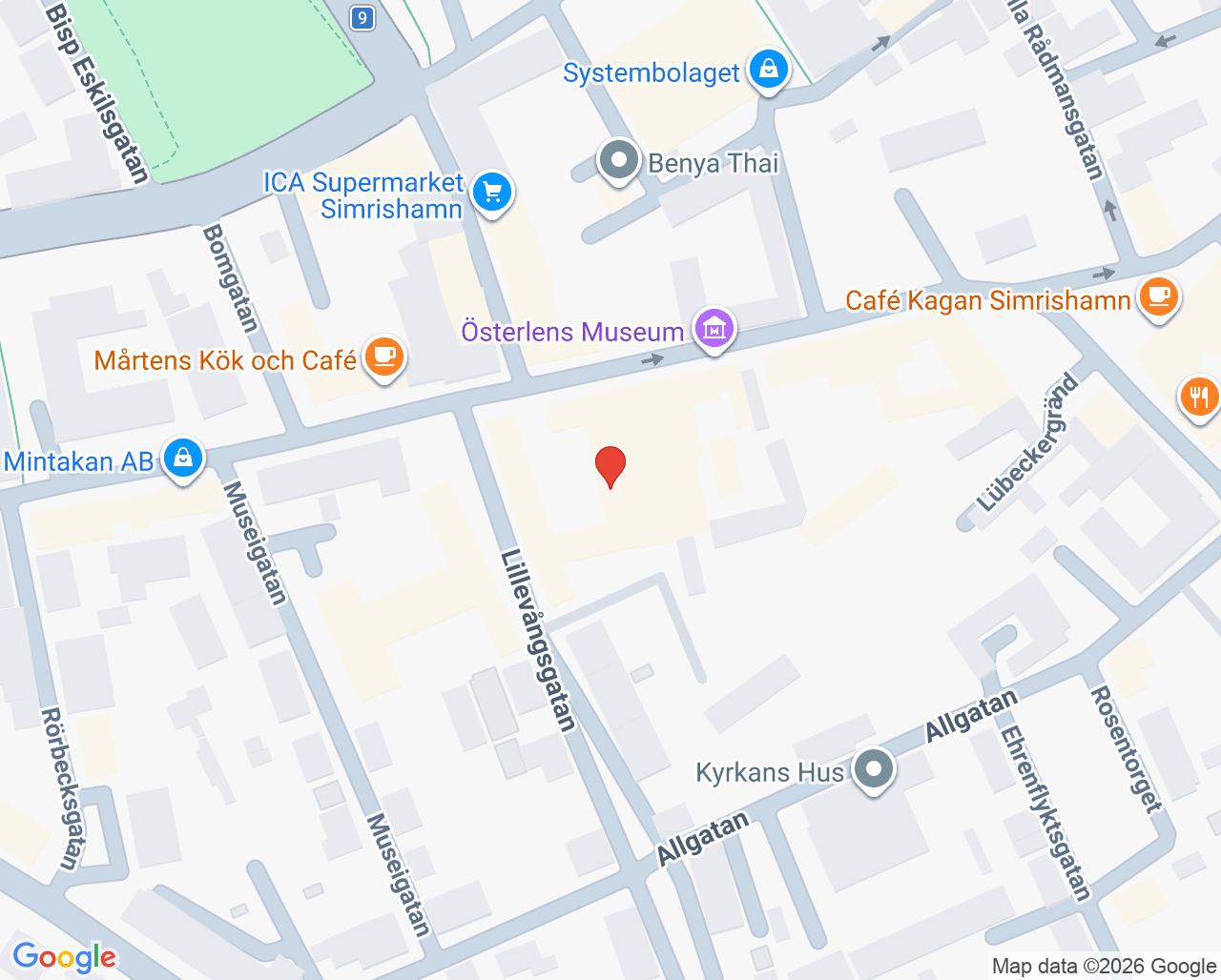 Karta till AudioNova Simrishamn