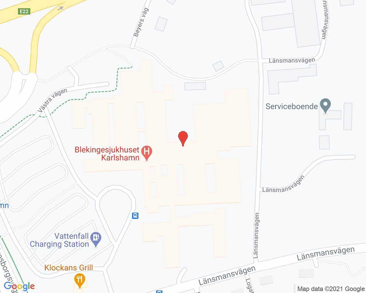 Karta till Ögonmottagning Karlshamn