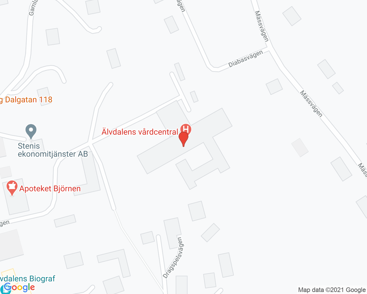 Karta till Primärvårdsrehabilitering Älvdalen