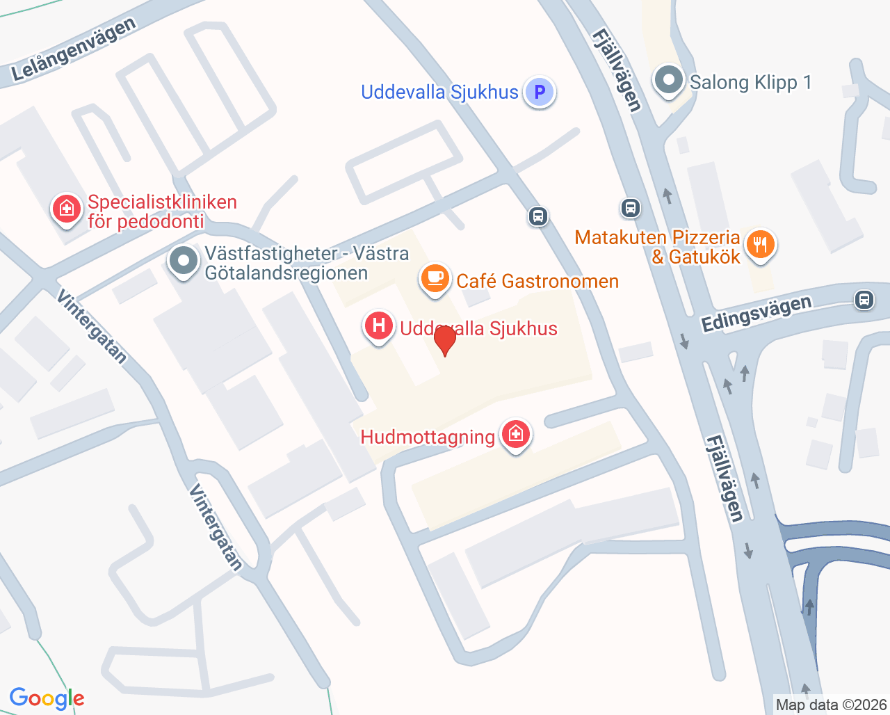 Karta till Urologimottagning Uddevalla sjukhus, Uddevalla