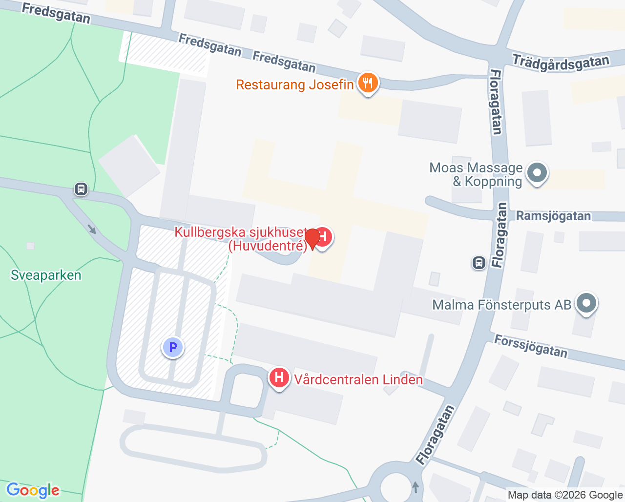Karta till Logopedimottagningen Kullbergska sjukhuset, Katrineholm