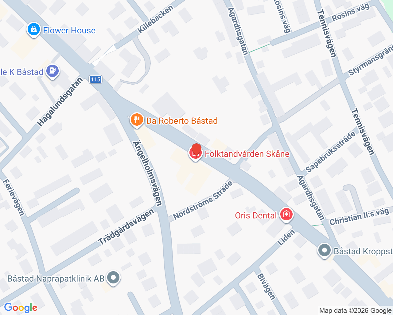 Karta till Capio Vårdcentral Båstad