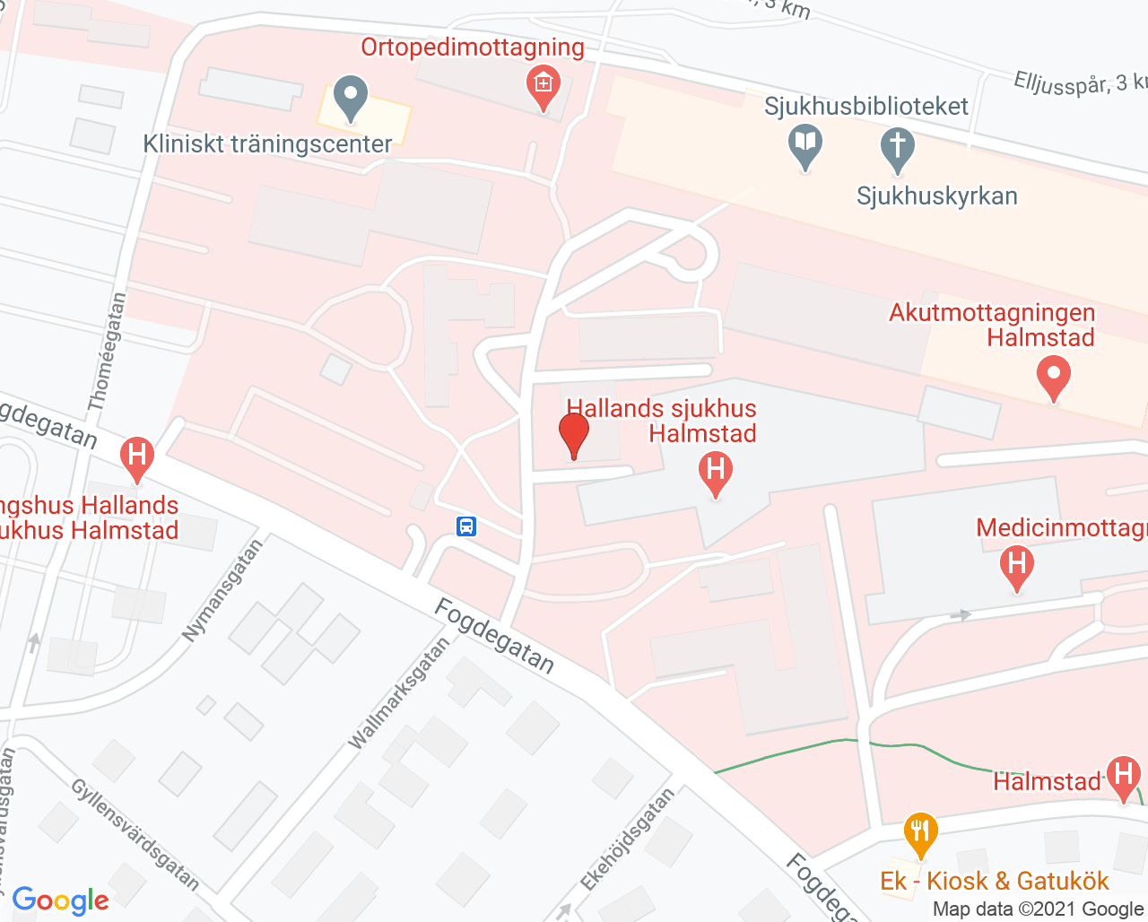 Karta till Infektionsmottagningen Hallands sjukhus Halmstad