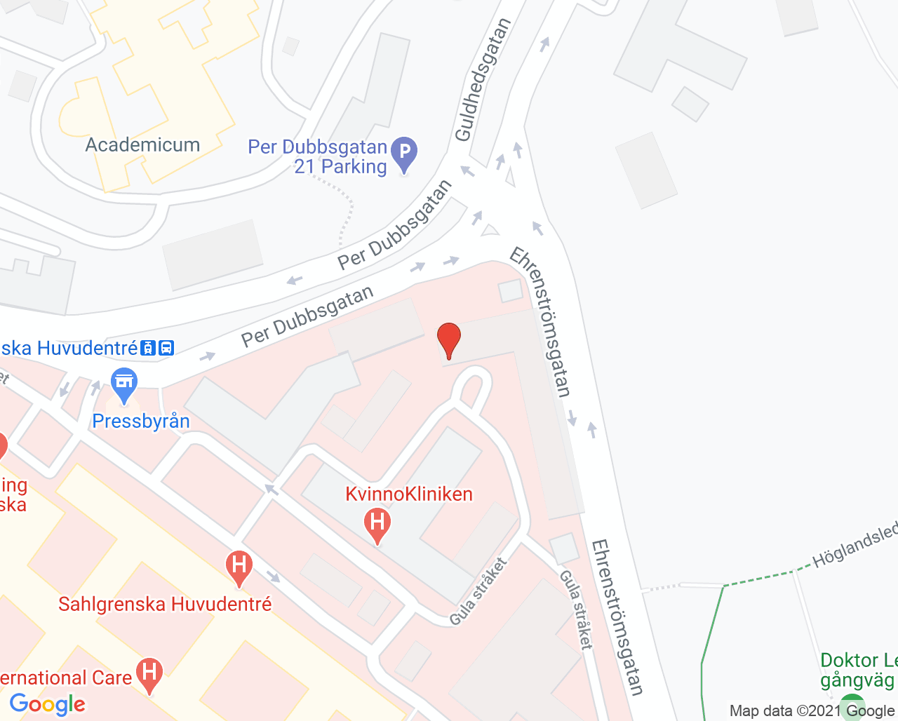 Karta till Strålbehandling Sahlgrenska, Göteborg