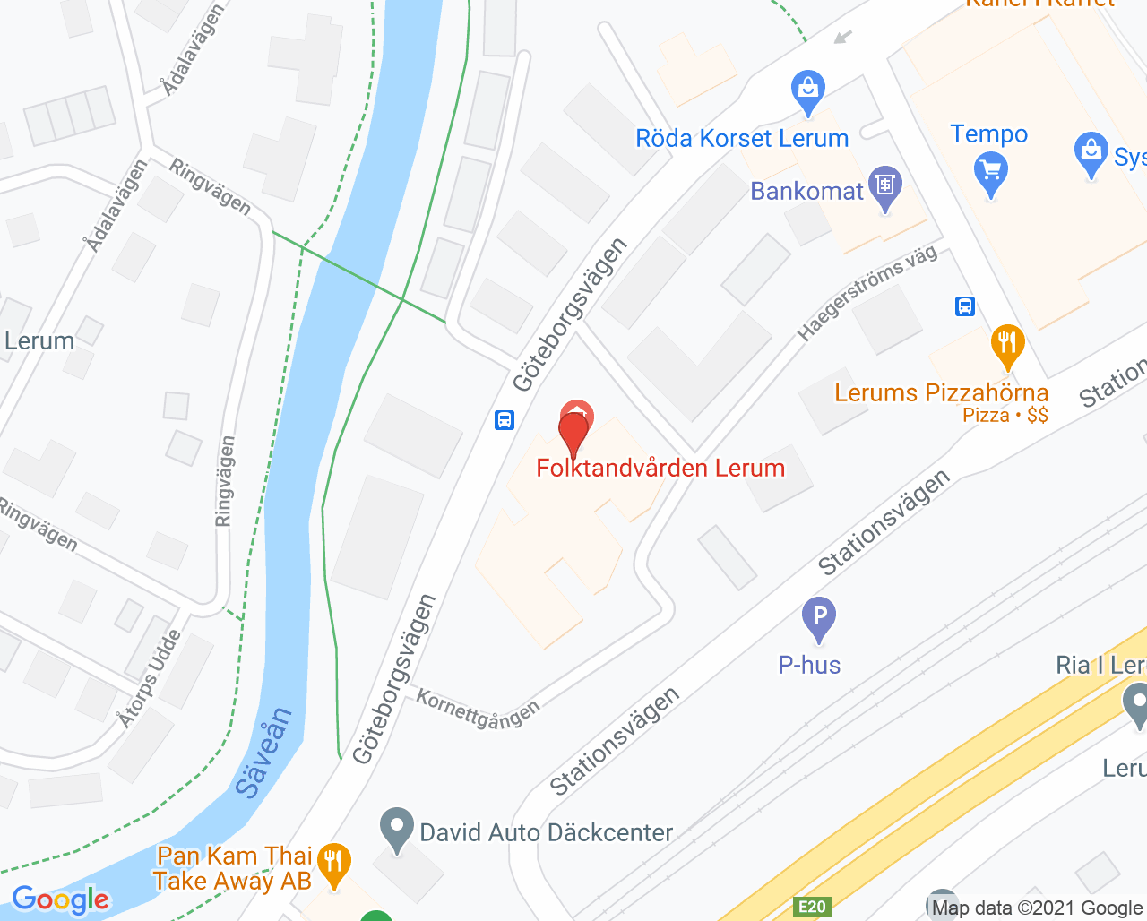 Karta till Närhälsan Lerum rehabmottagning, Lerum