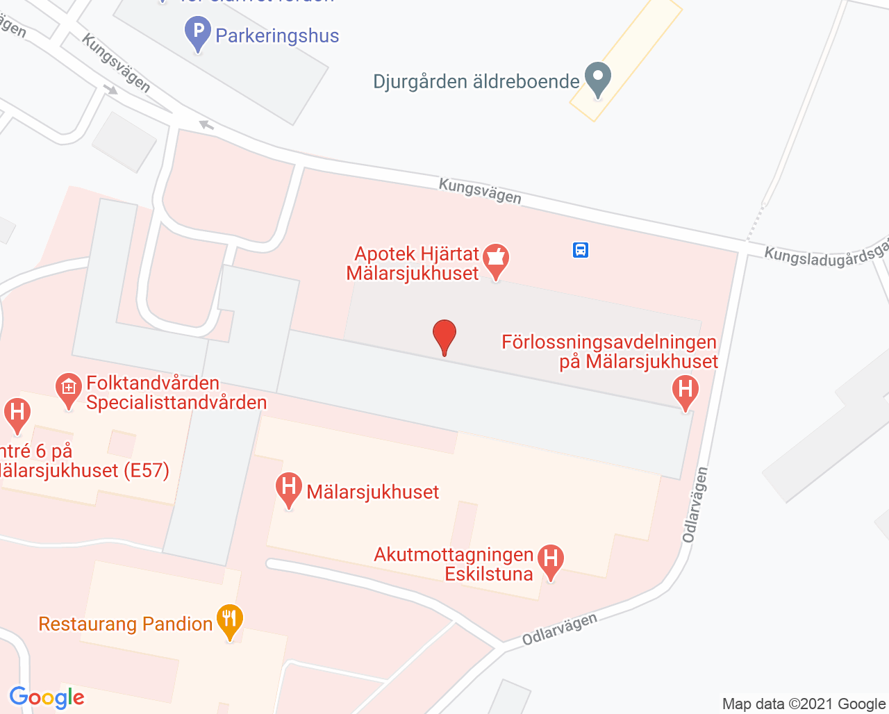 Karta till Kirurgiska avdelningen Mälarsjukhuset, Eskilstuna