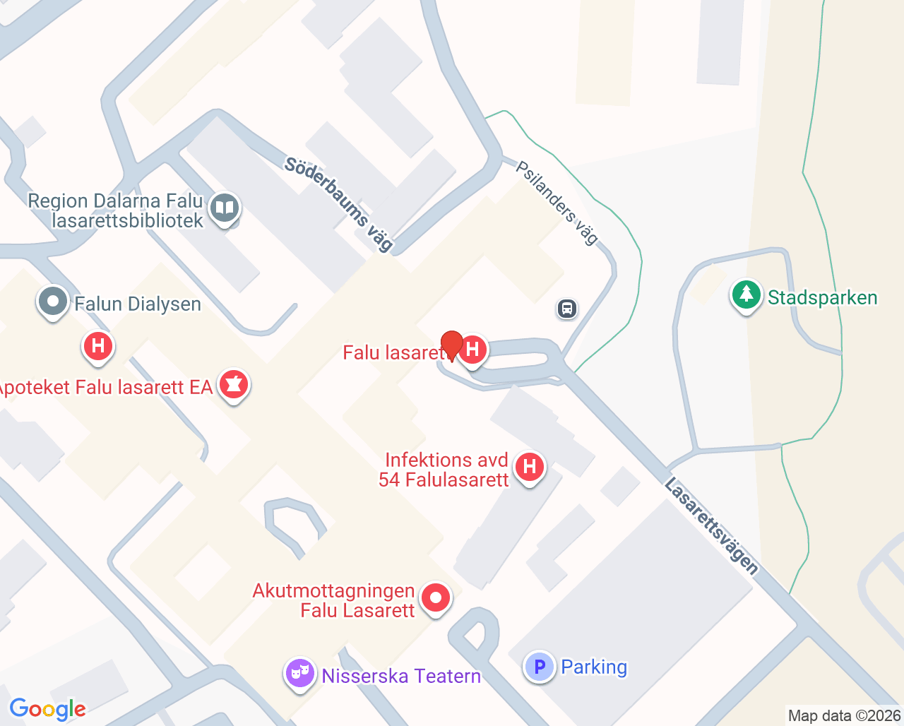 Karta till Hudmottagning Falun