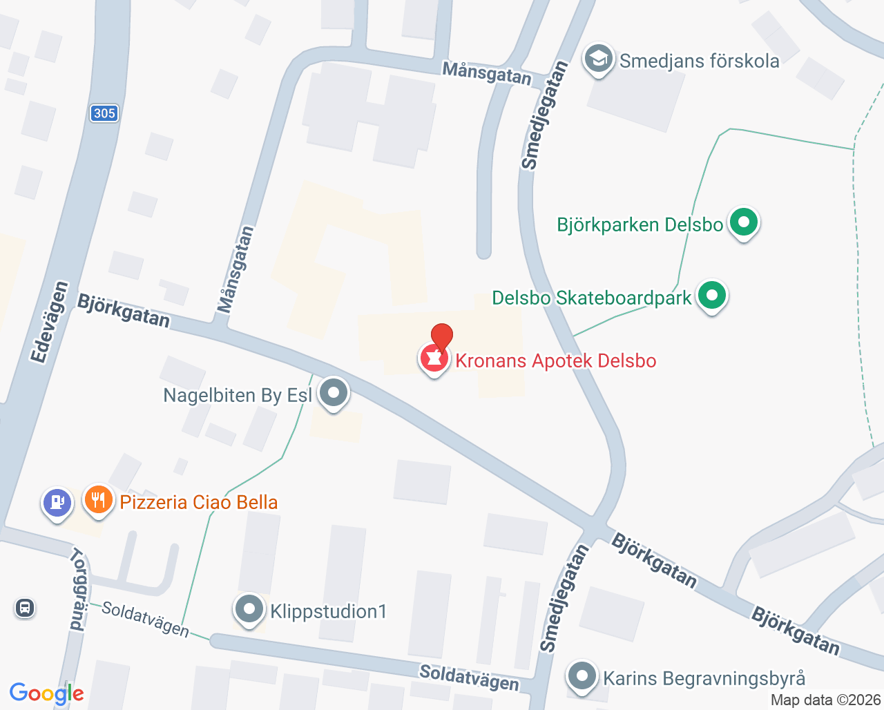 Karta till Folktandvården Delsbo