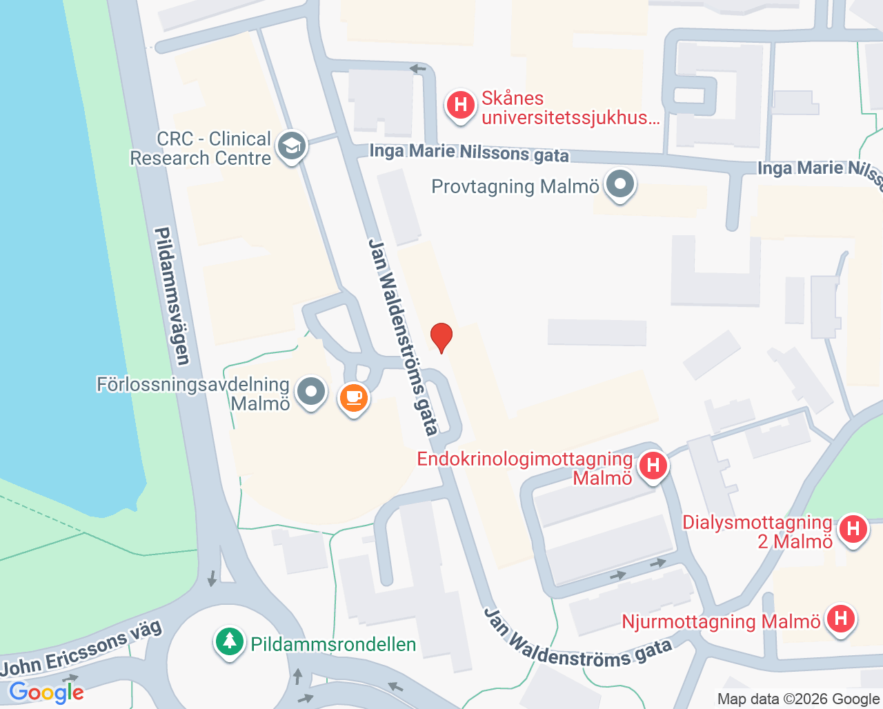 Karta till Hudmottagning ljusbehandling Malmö