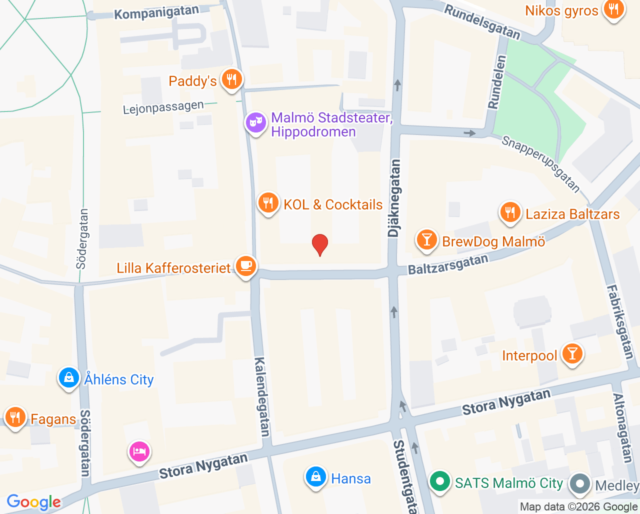 Karta till Tandläkare Boström Spehar AB, Malmö