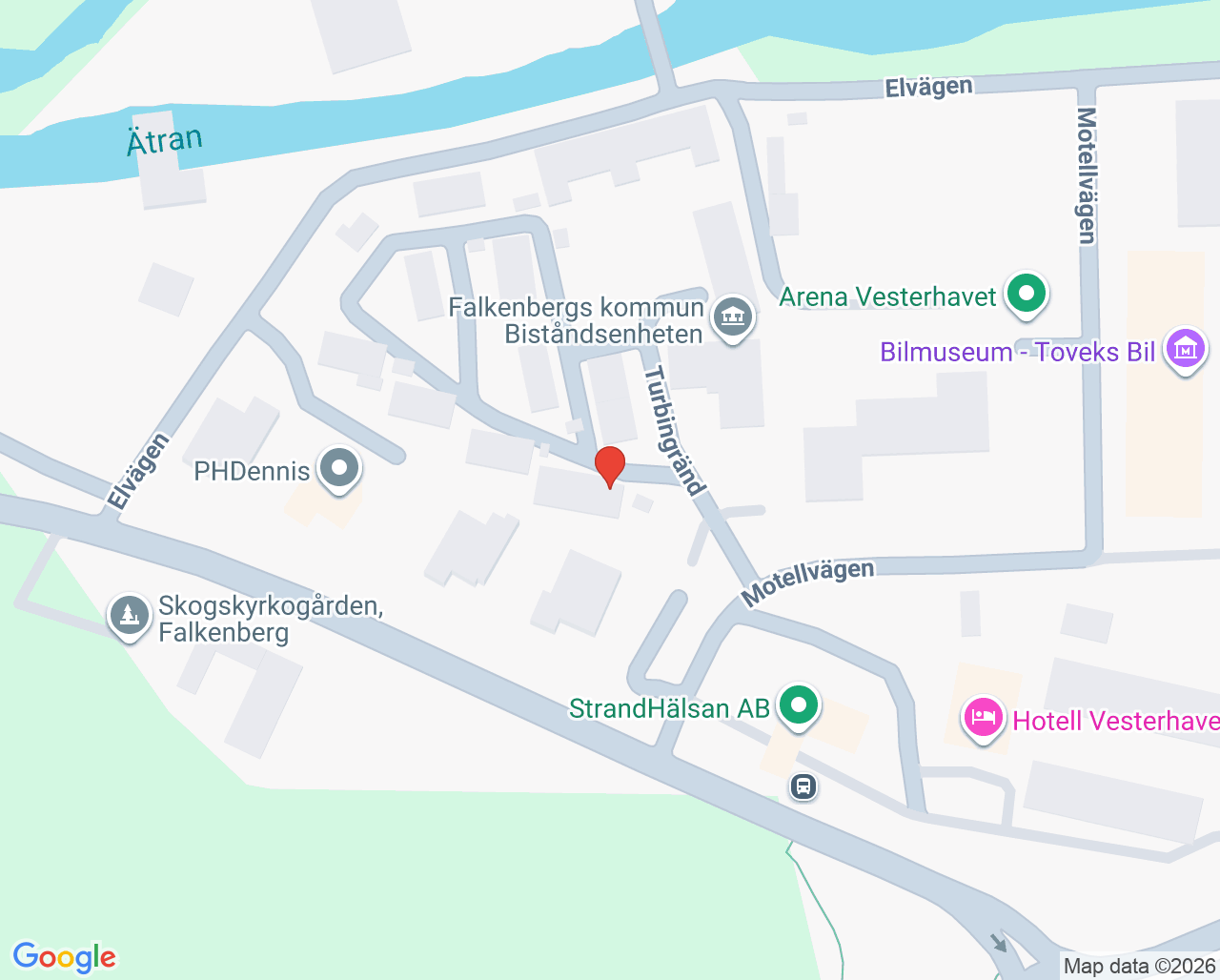 Karta till StrandHälsan AB, Falkenberg