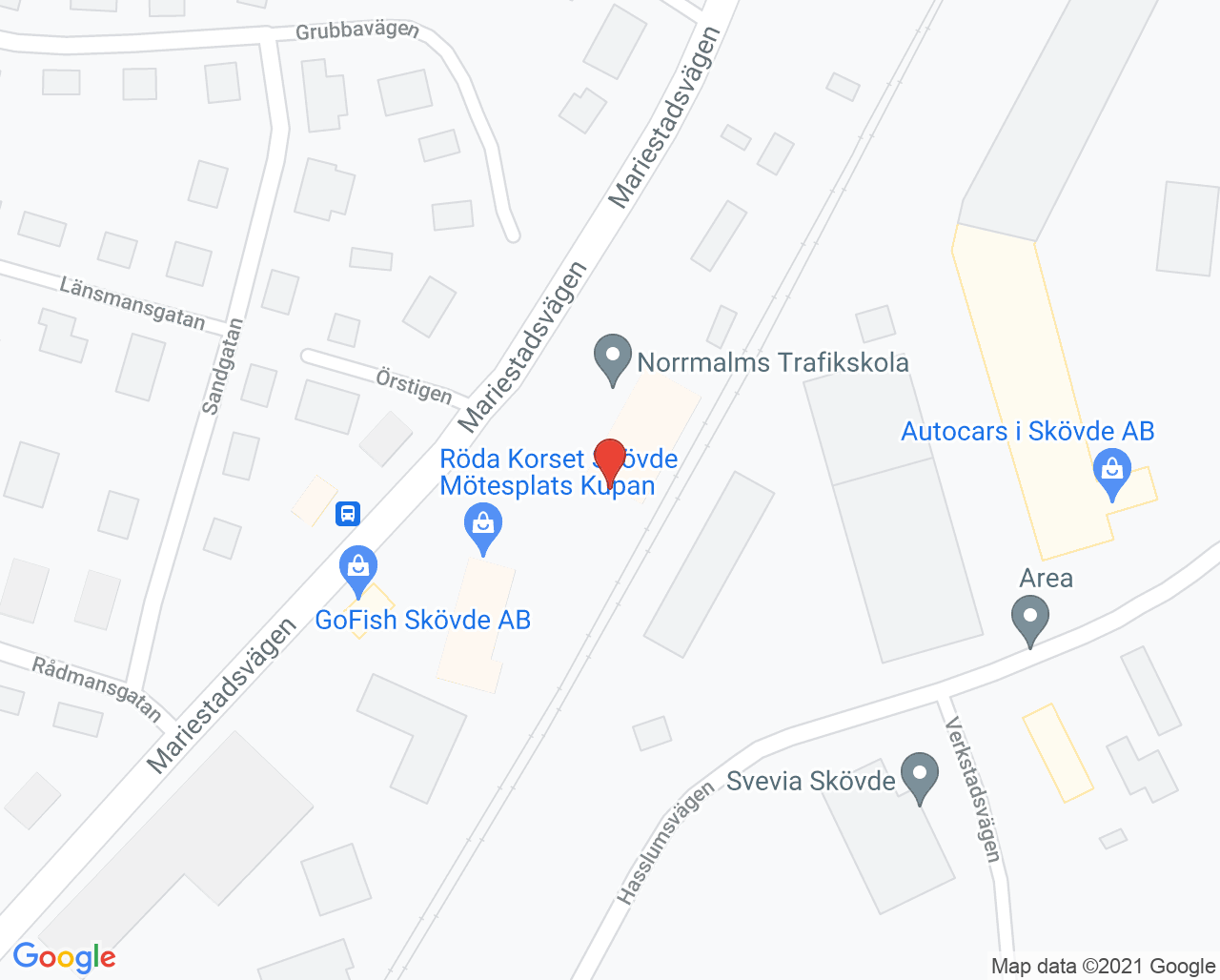 Karta till Röda Korsets behandlingscenter för krigsskadade och torterade, Skövde