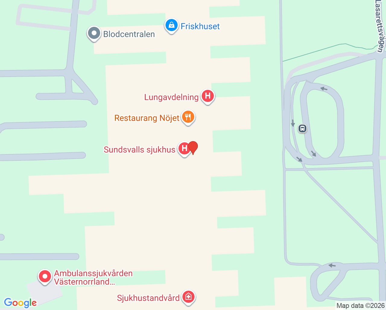 Karta till Mammografimottagning Sundsvall