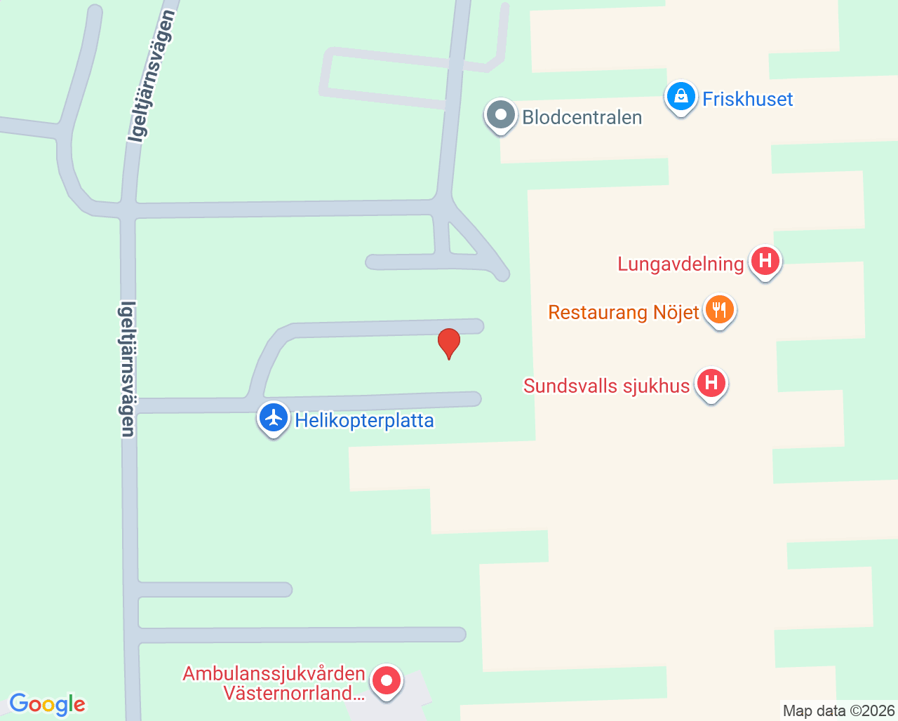 Karta till Sömnapnémottagningen Sundsvall