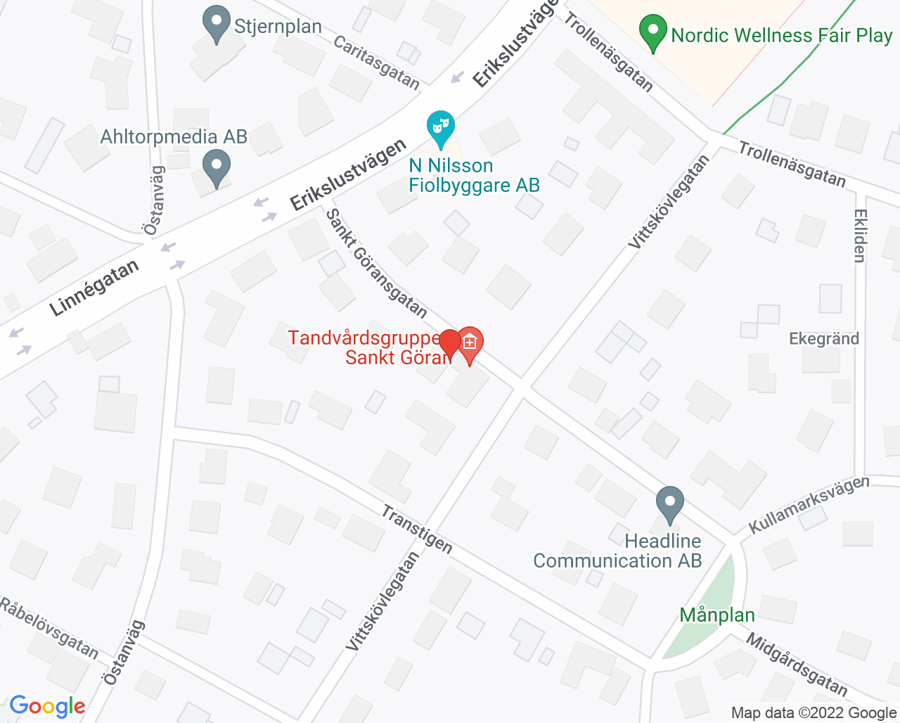 Karta till Tandvårdsgruppen S:t Göran, Malmö