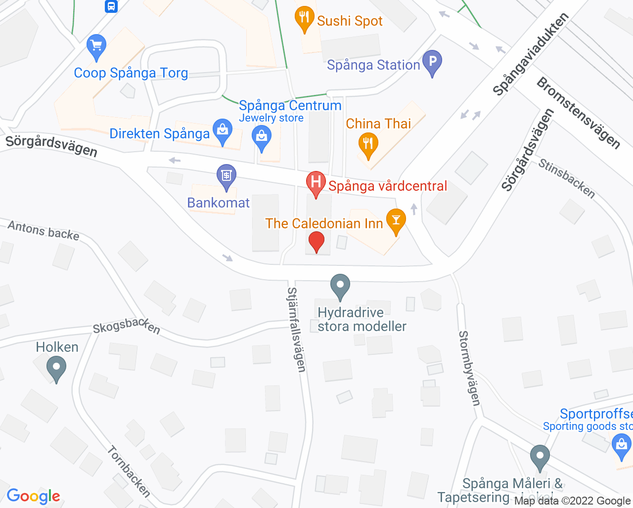 Karta till Spånga vårdcentral