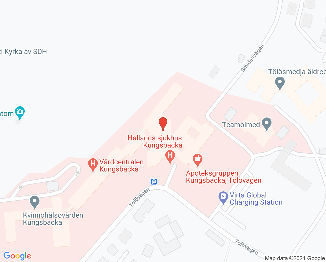 Karta till Operation Hallands sjukhus Kungsbacka