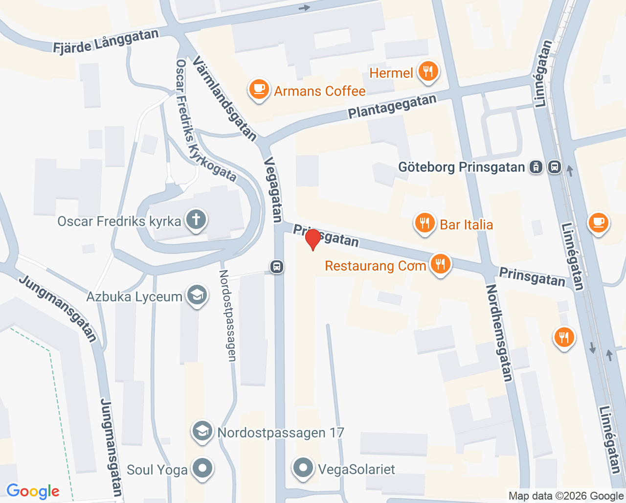 Karta till Linnéläkarna, Göteborg