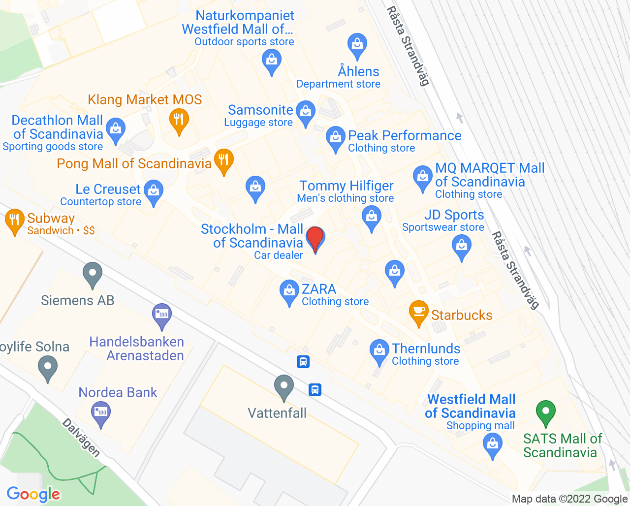 Karta till Synsam Mall of Scandinavia