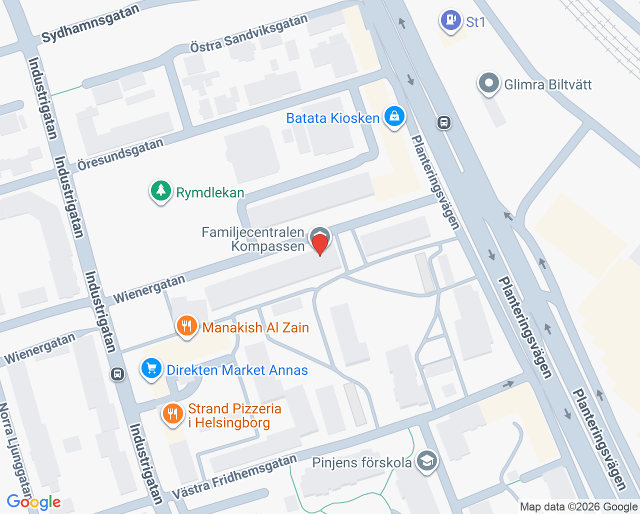Karta till Barnavårdscentralen Planteringen