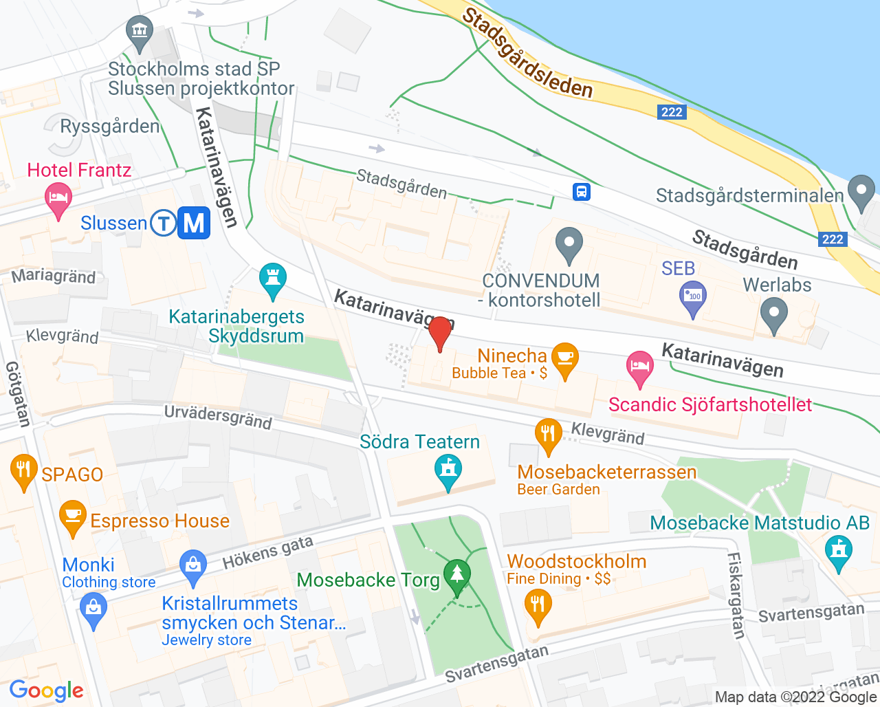 Karta till Agilokliniken Slussen